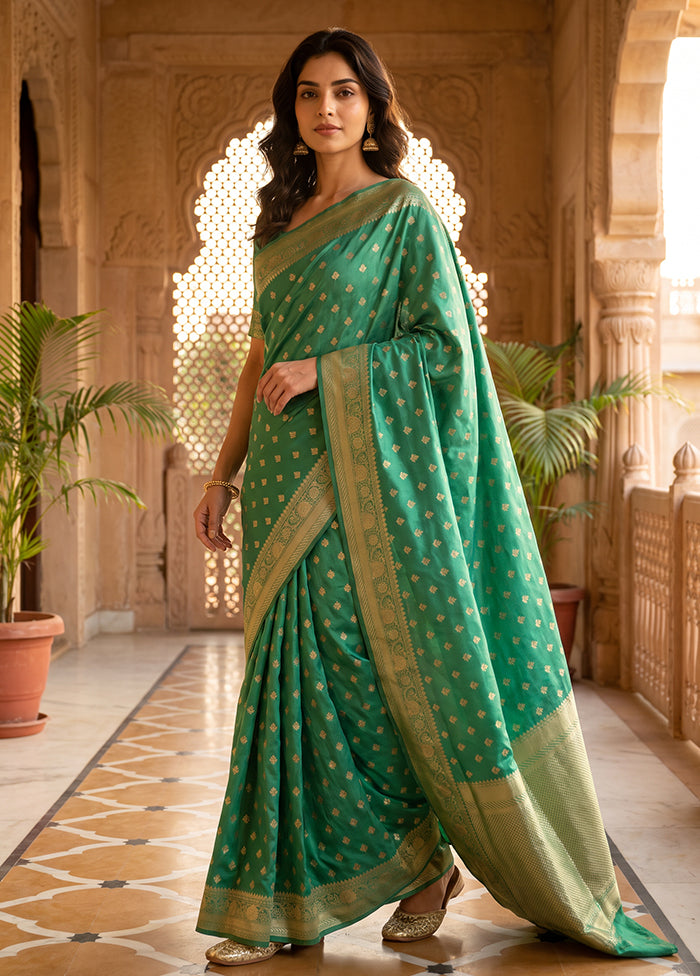 Green Katan Silk Saree With Blouse Piece