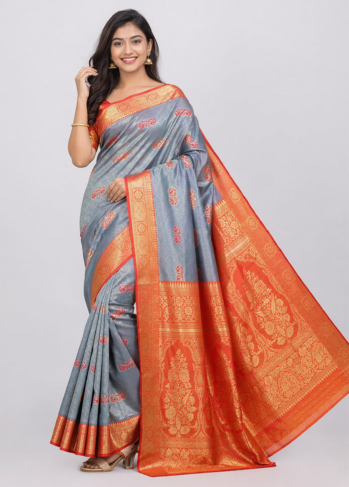 Gold Kanjivaram Silk Saree With Blouse Piece