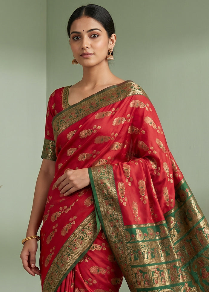 Pink Baluchari Silk Saree With Blouse Piece