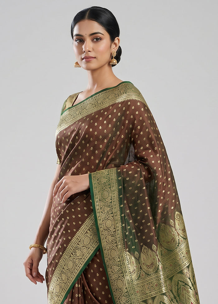 Green Handloom Banarasi Pure Silk Saree With Blouse Piece