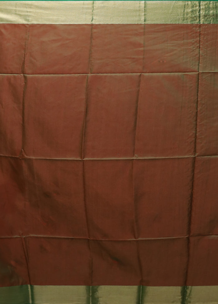 Red Dupion Silk Saree With Blouse Piece