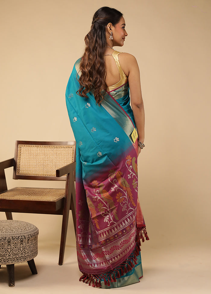 Green Dupion Silk Saree With Blouse Piece