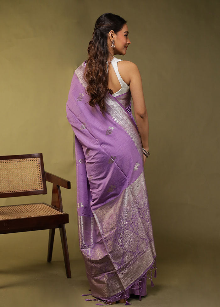 Purple Dupion Silk Saree With Blouse Piece