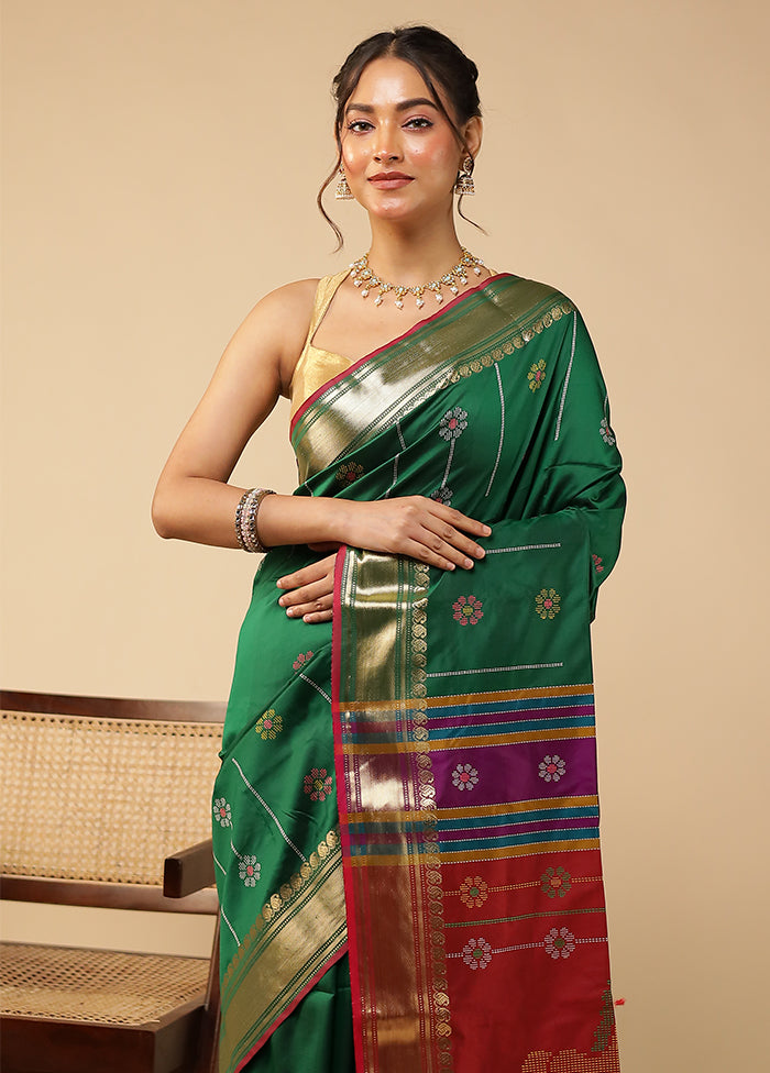 Green Kalakethra Silk Saree With Blouse Piece