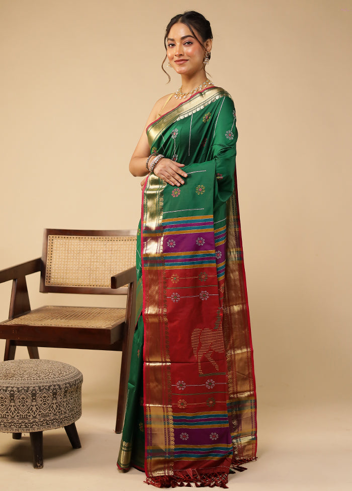 Green Kalakethra Silk Saree With Blouse Piece