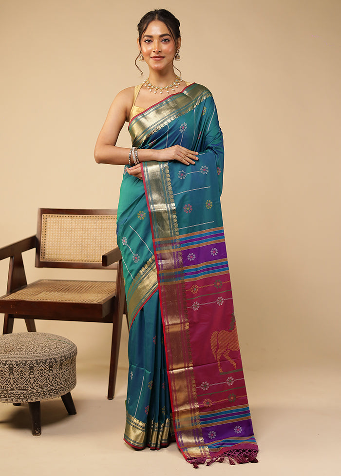 Green Kalakethra Silk Saree With Blouse Piece