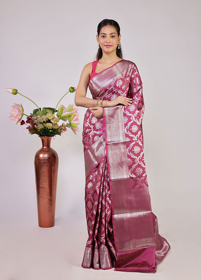Purple Dupion Silk Saree With Blouse Piece
