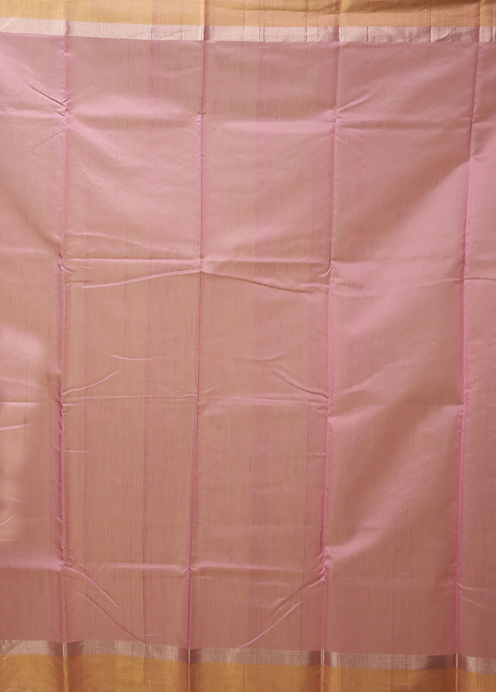 Pink Chanderi Silk Saree With Blouse Piece