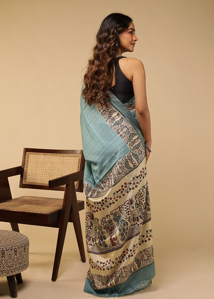 Cream Tussar Silk Saree With Blouse Piece