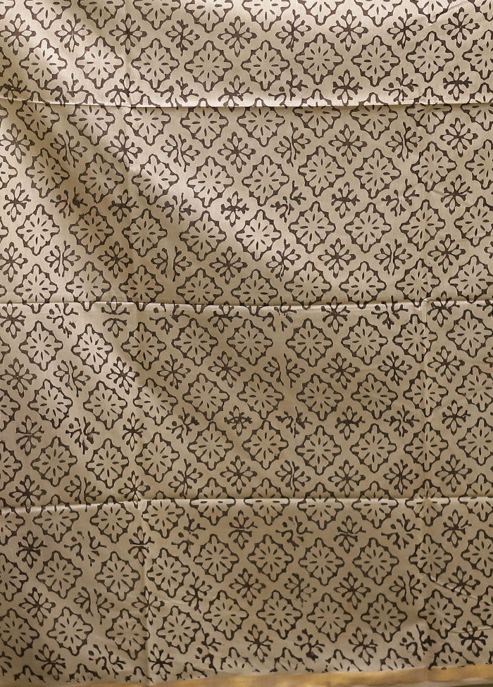 Cream Chanderi Cotton Saree With Blouse Piece
