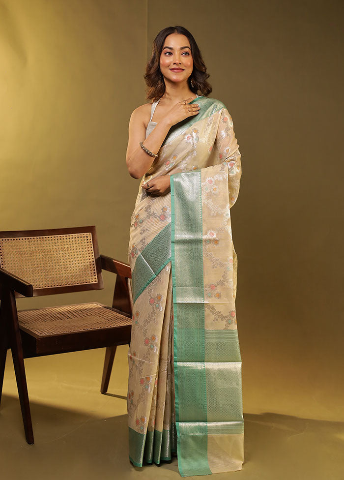 Green Cotton Saree With Blouse Piece