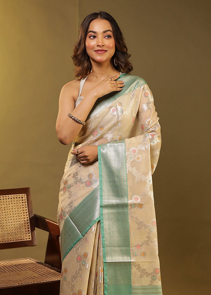Green Cotton Saree With Blouse Piece