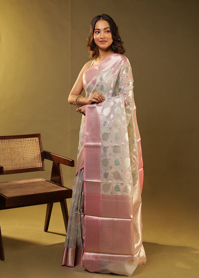 Pink Cotton Saree With Blouse Piece