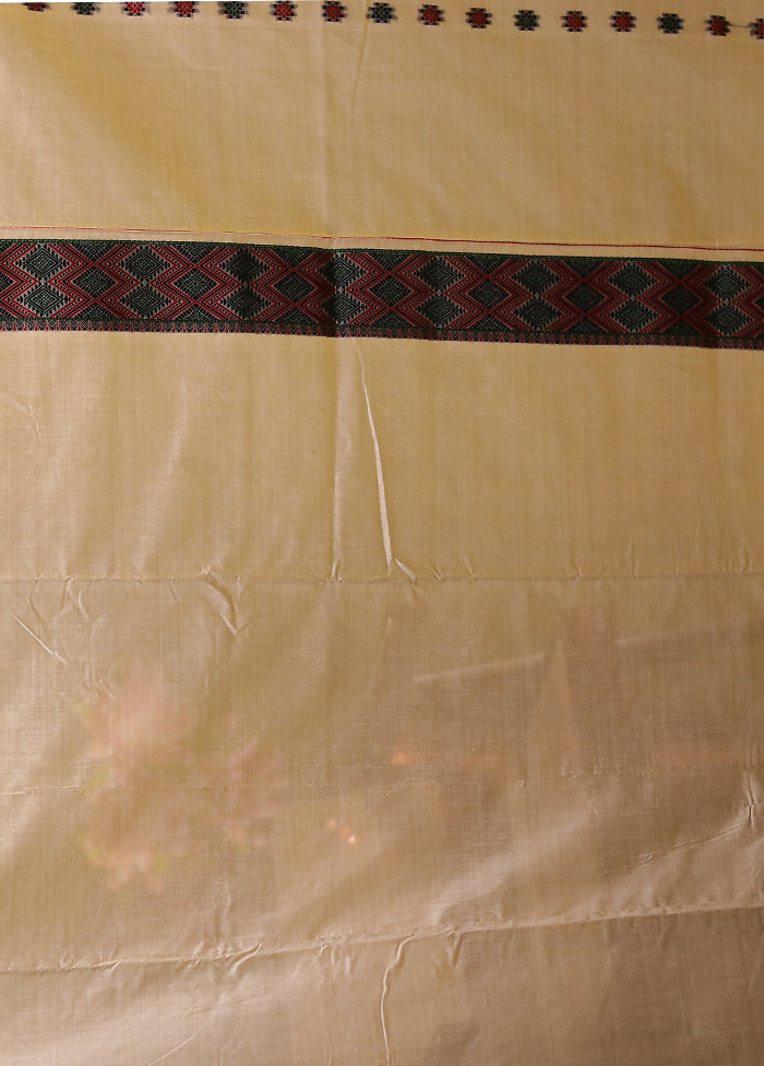 Cream Assam Silk Saree With Blouse Piece