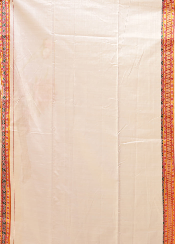 Cream Assam Silk Saree With Blouse Piece