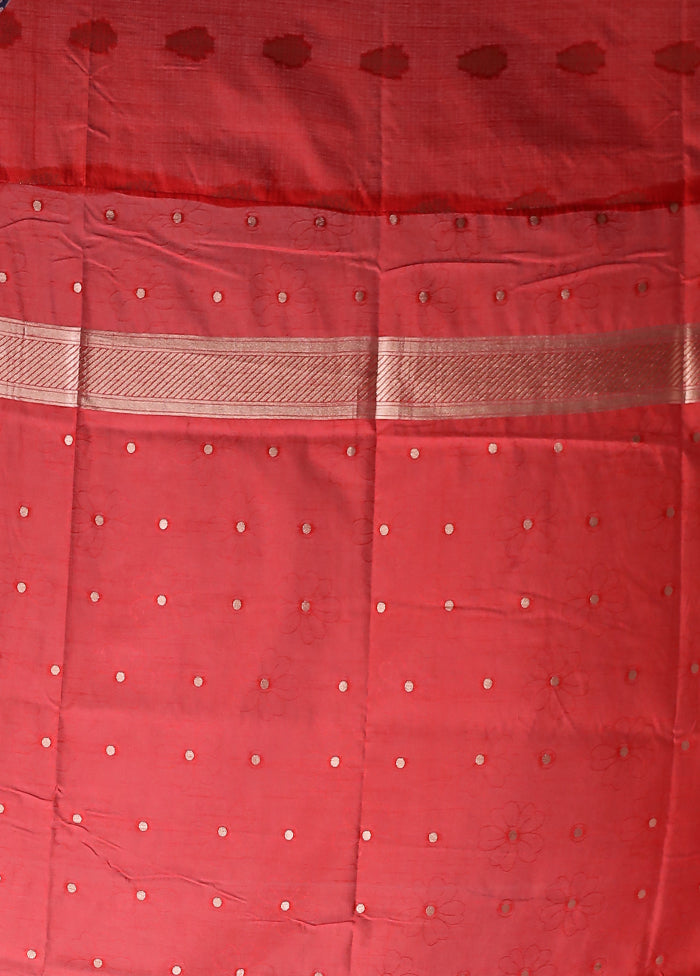 Red Dupion Silk Saree With Blouse Piece