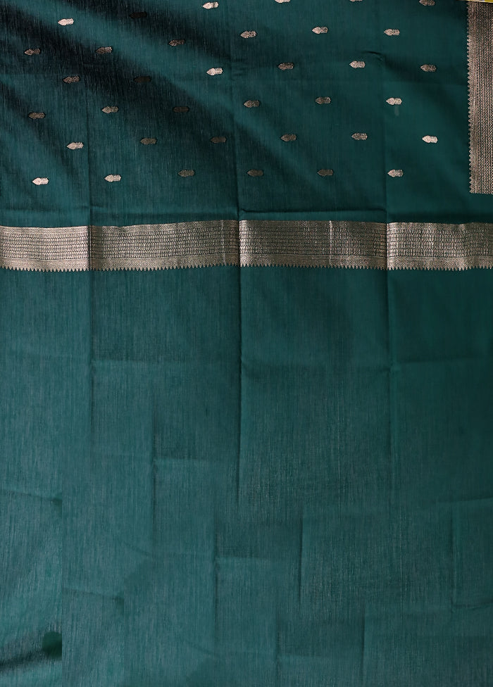 Green Dupion Silk Saree With Blouse Piece