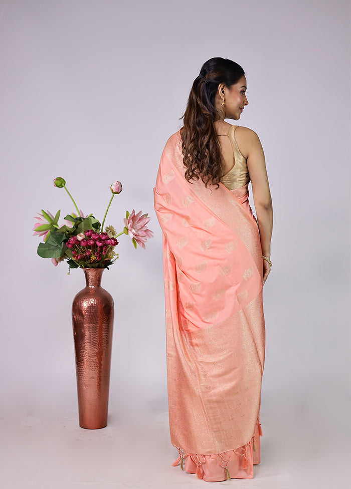 Pink Dupion Silk Saree With Blouse Piece