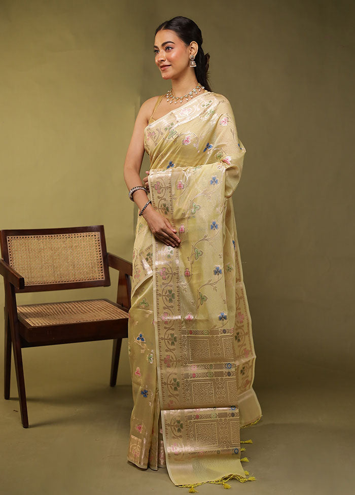 Green Kora Silk Saree With Blouse Piece