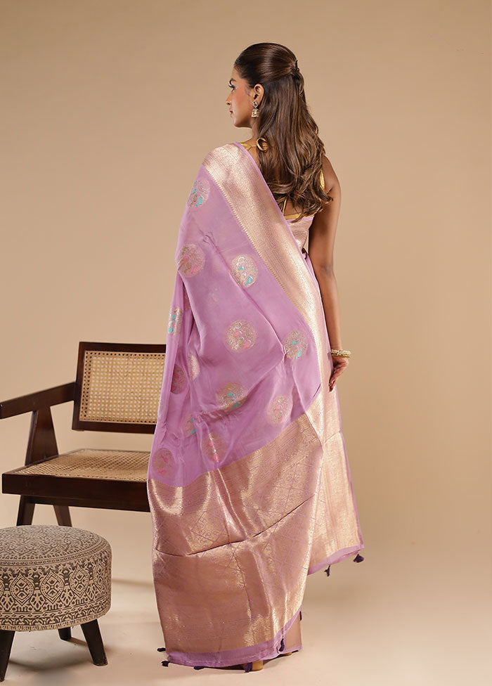 Purple Tissue Silk Saree With Blouse Piece