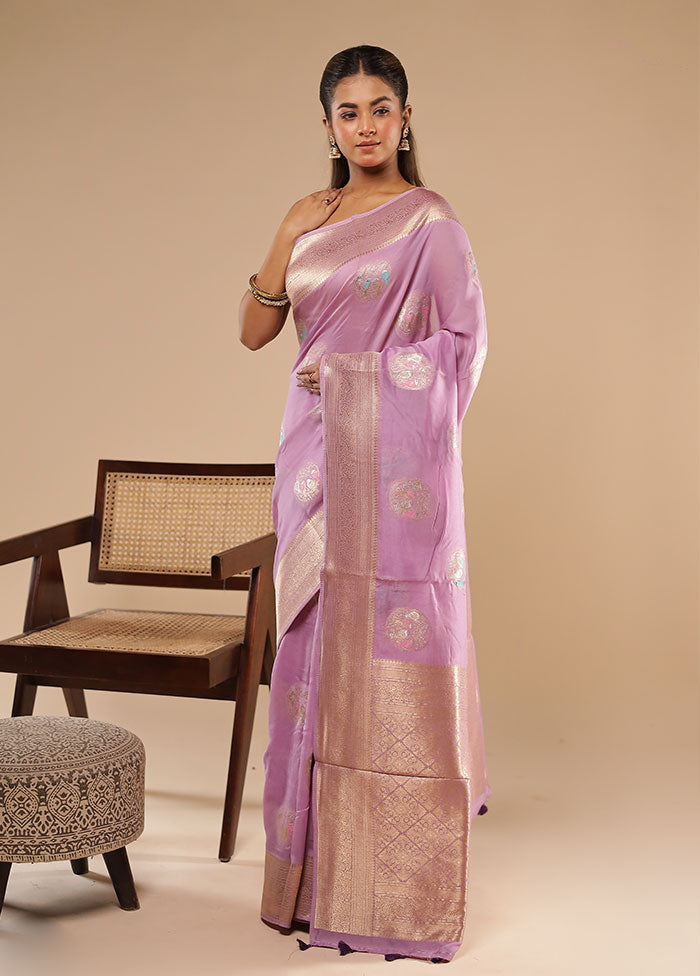 Purple Tissue Silk Saree With Blouse Piece