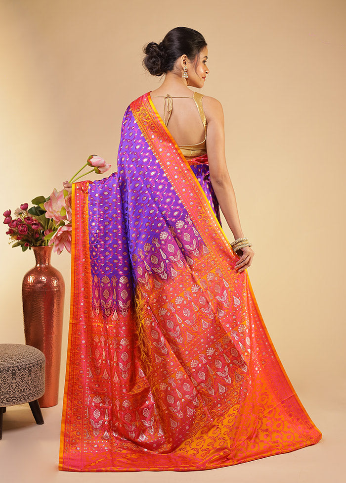 Purple Tanchoi Silk Saree With Blouse Piece