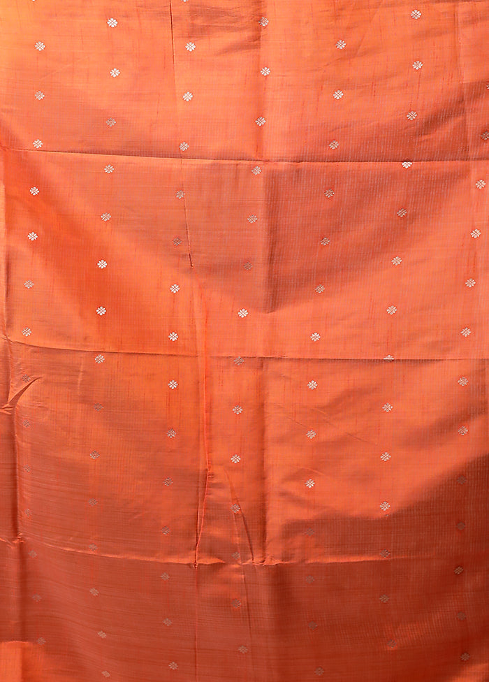 Orange Dupion Silk Saree With Blouse Piece