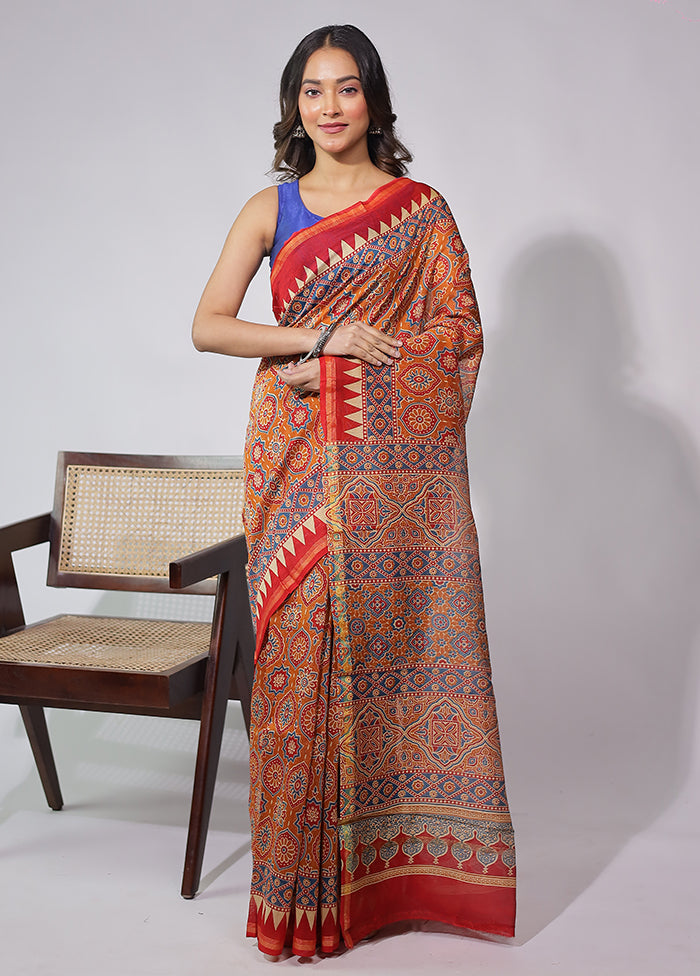 Yellow Chanderi Silk Saree With Blouse Piece