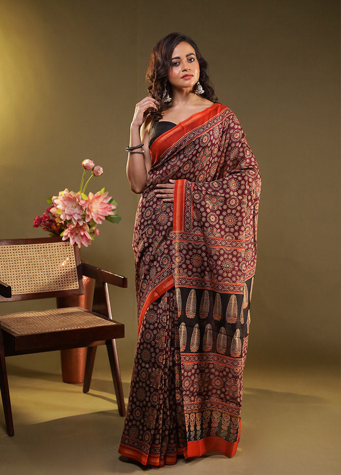 Purple Chanderi Silk Saree With Blouse Piece