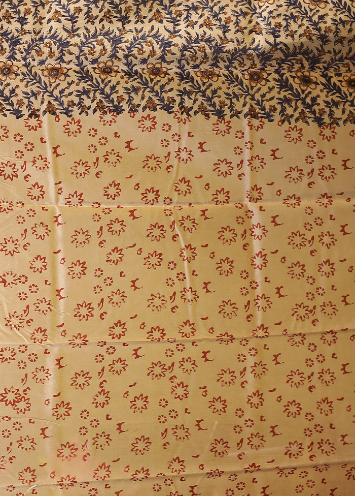 Cream Chanderi Silk Saree With Blouse Piece