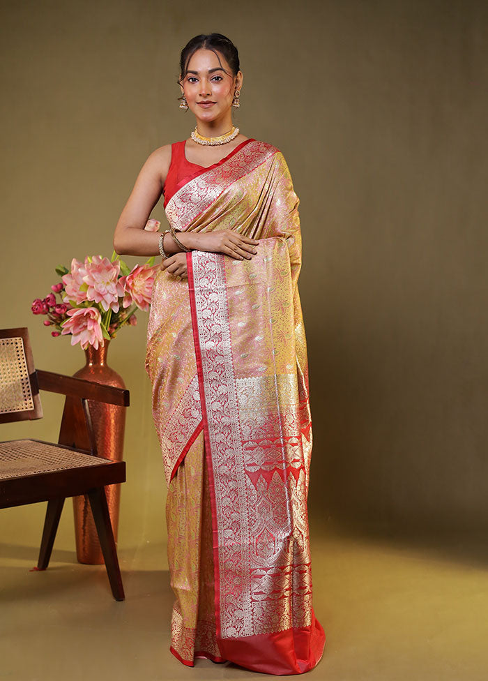 Cream Tanchoi Silk Saree With Blouse Piece