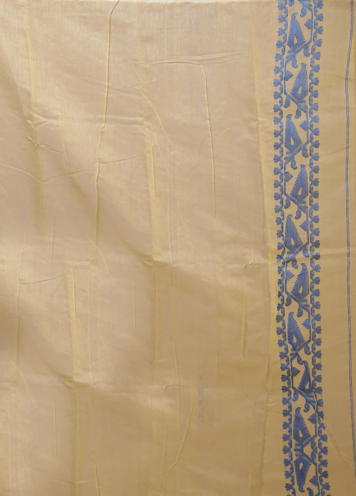 Cream Jamdani Cotton Saree Without Blouse Piece