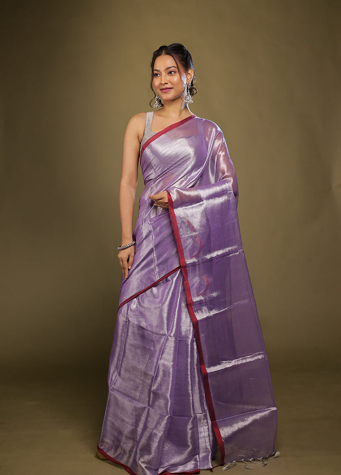 Purple Tissue Silk Saree With Blouse Piece