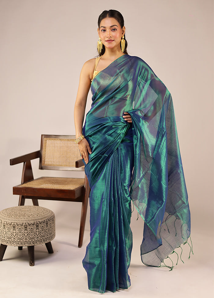 Green Tissue Silk Saree With Blouse Piece