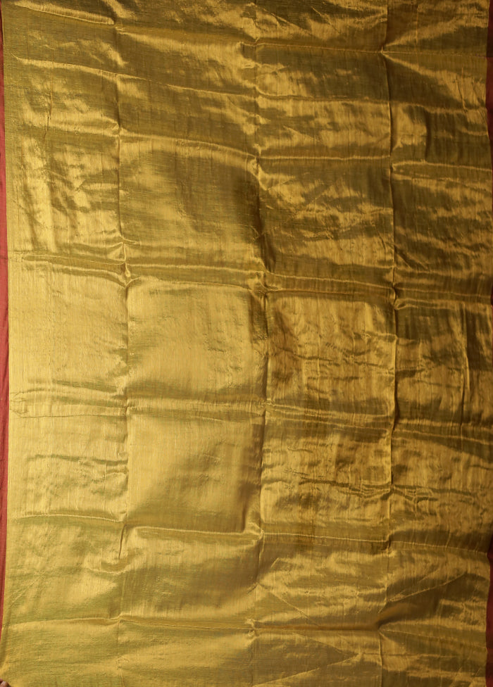 Yellow Tissue Silk Saree With Blouse Piece