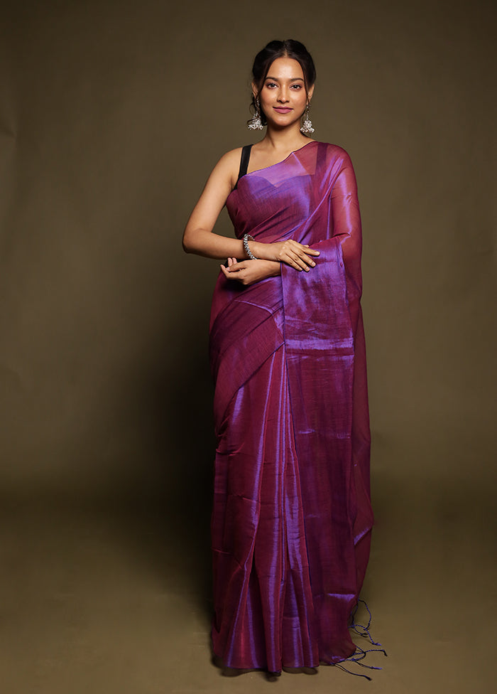 Purple Tissue Silk Saree With Blouse Piece