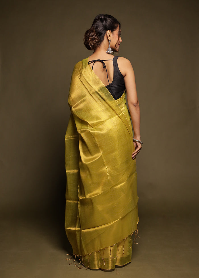 Green Tissue Silk Saree With Blouse Piece