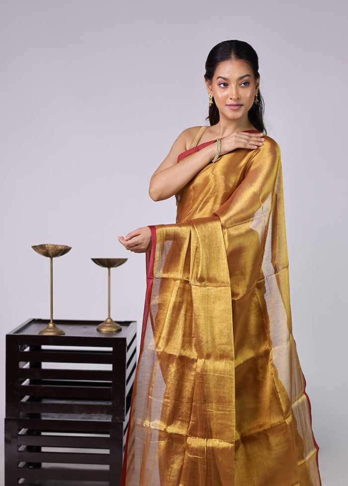 Gold Tissue Silk Saree With Blouse Piece