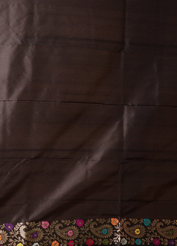 Black Handloom Katan Pure Silk Saree With Blouse Piece