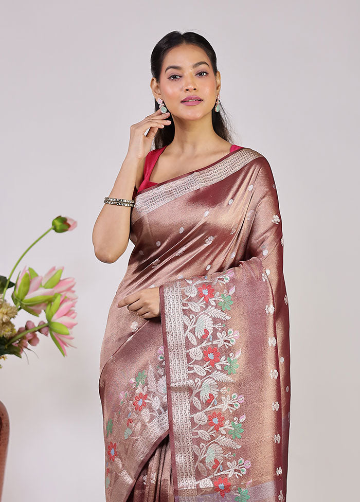 Twilight Twin Duo – Pink Dupion Silk & Grey Tissue Silk Sarees
