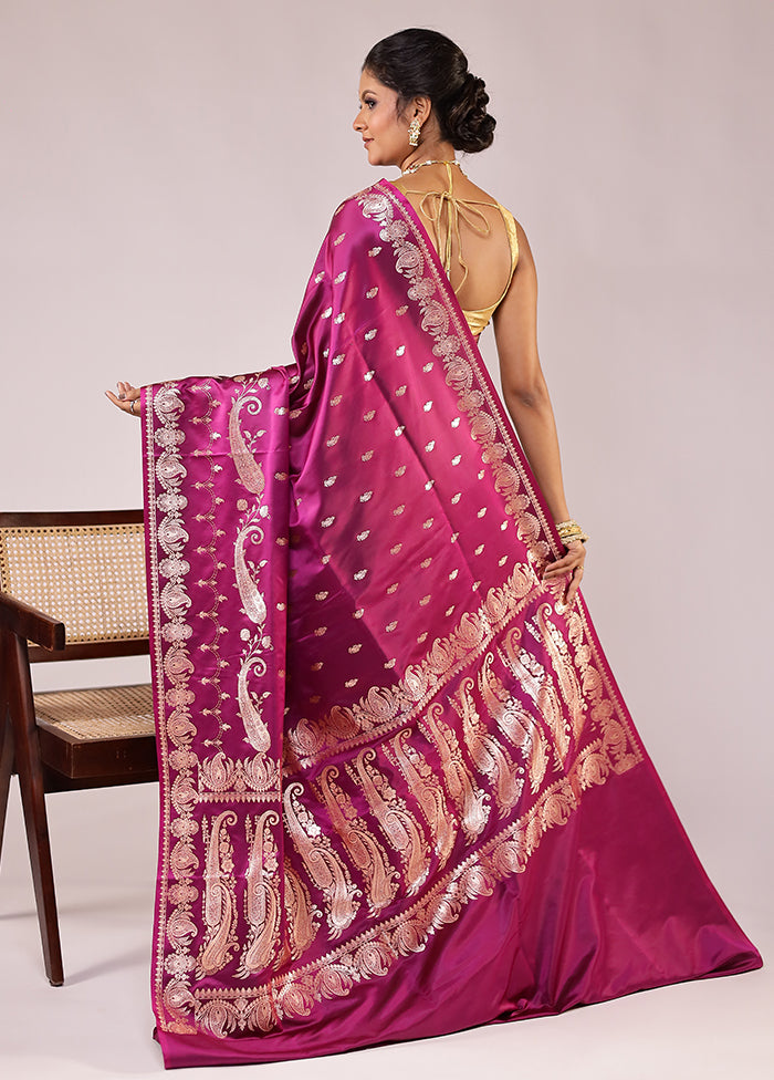 Purple Banarasi Silk Saree With Blouse Piece