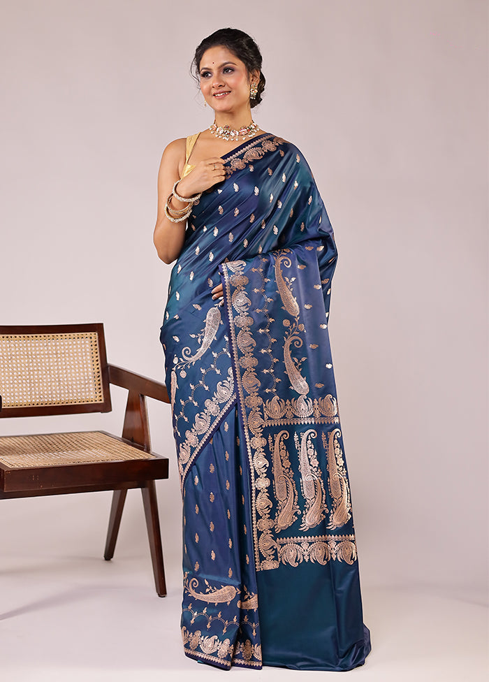 Green Banarasi Silk Saree With Blouse Piece