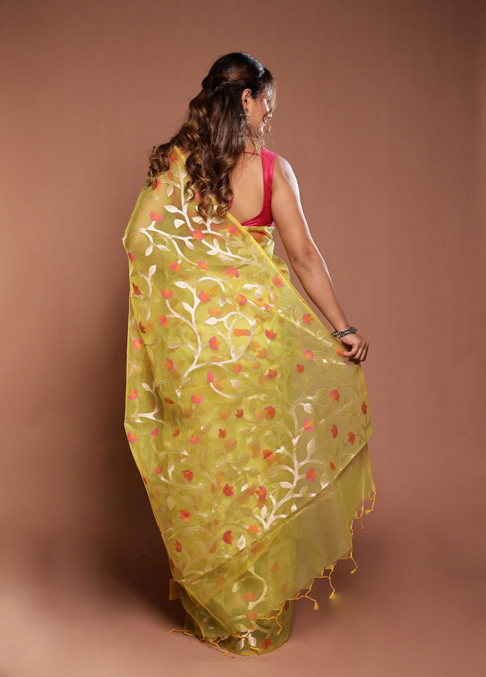 Green Organza Saree With Blouse Piece