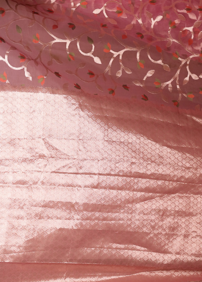 Pink Organza Saree With Blouse Piece