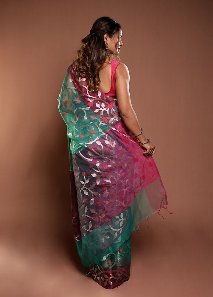 Green Organza Saree With Blouse Piece