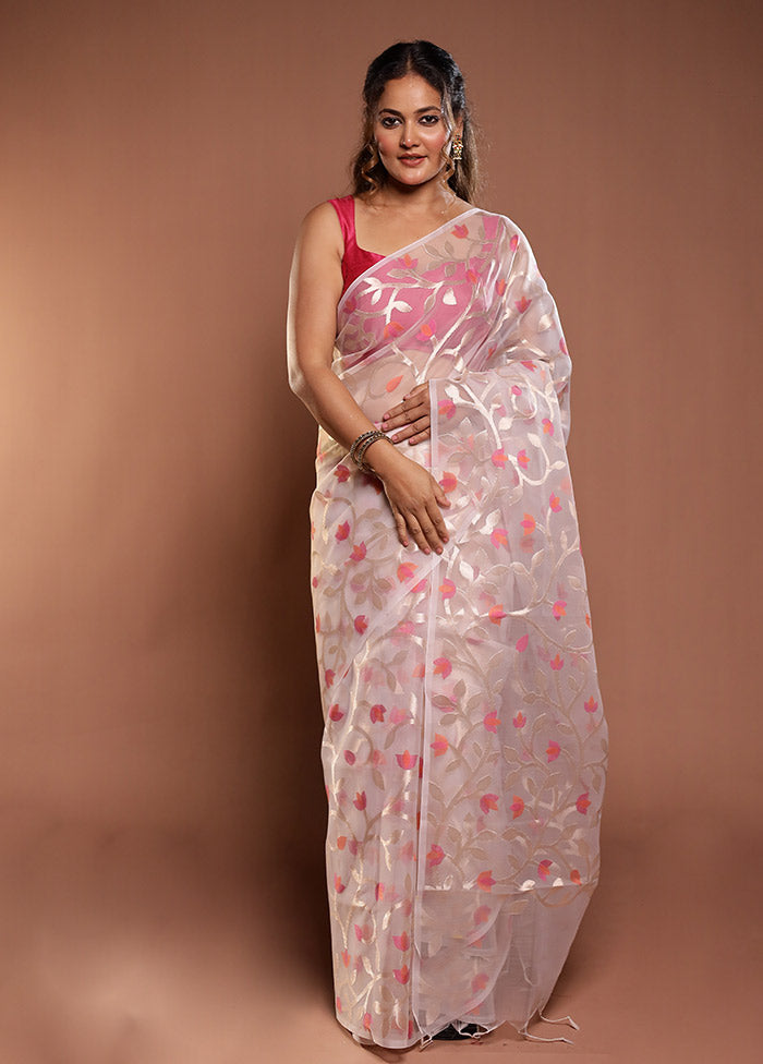 White Organza Saree With Blouse Piece