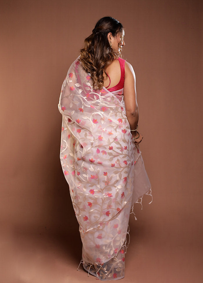 White Organza Saree With Blouse Piece