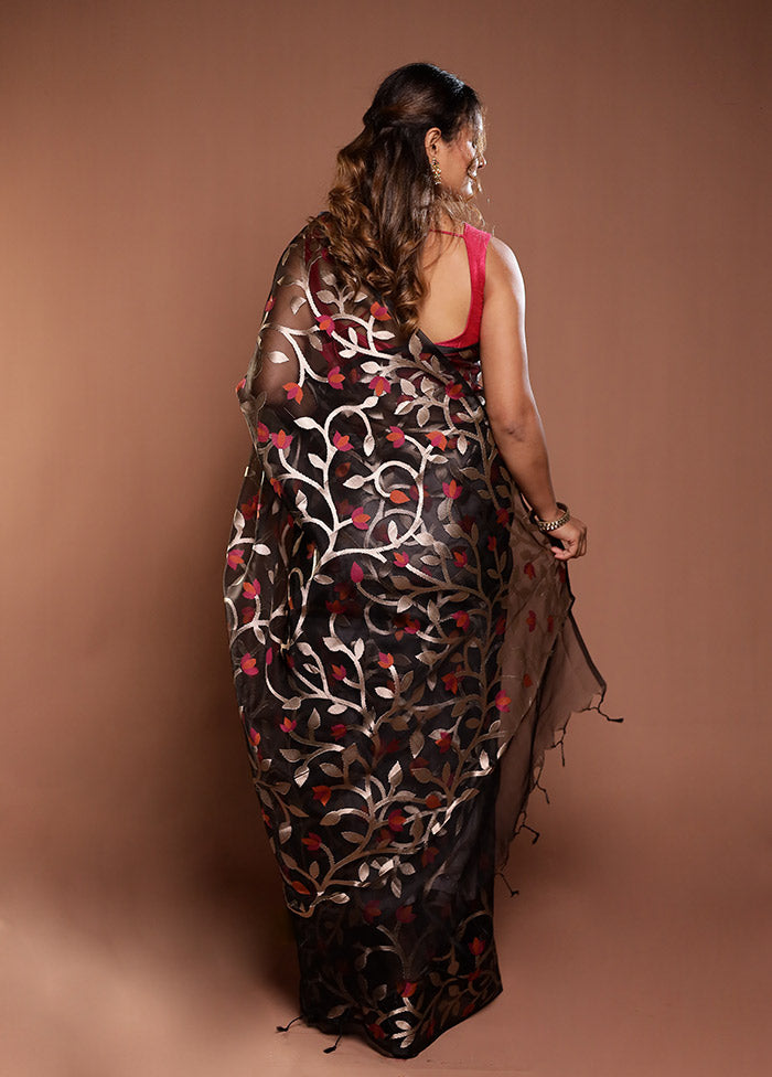 Black Organza Saree With Blouse Piece
