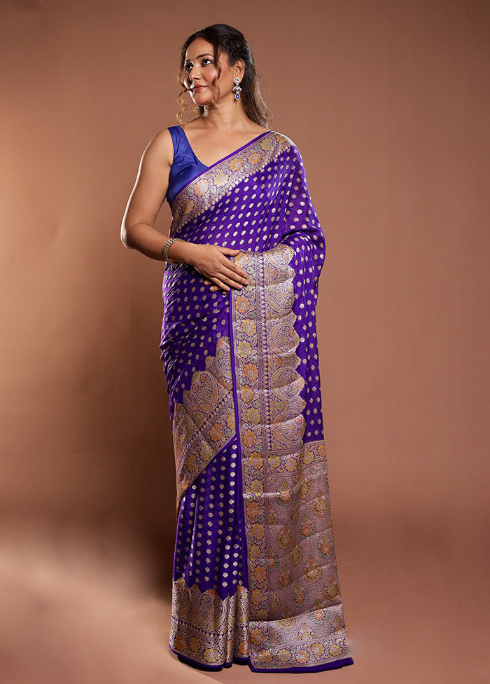Blue Handloom Pure Georgette Saree With Blouse Piece