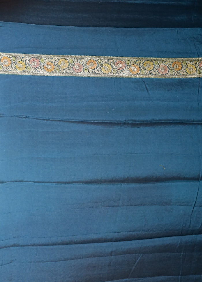 Blue Handloom Pure Georgette Saree With Blouse Piece